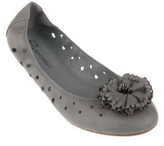 Makowsky Leather Cutout Flats w/Flower & Chain Detail —