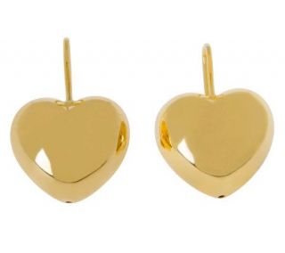 Veronese 18K Clad Polished Heart Leverback Earrings —
