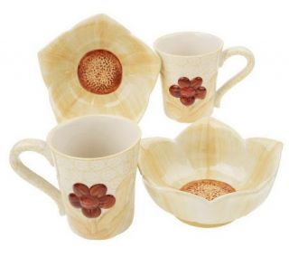 Temp tations Old World Set of 2 Sculpted Floral Bowl & Mug Set