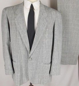 42S Cotler Light Summer Black Windowpane 1 Button Business Career Suit