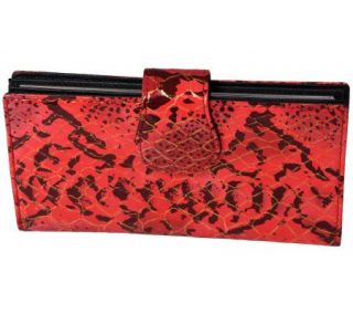 Journee Collection Womens Snake Print Clutch Wallet —