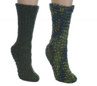 Legacy Legwear 2 Pair Holiday Shine Slipper Socks with Sole Grippers 
