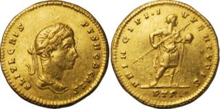 Crispus Gold Solidus Very RARE Constantinian Era Trier Mint gVF