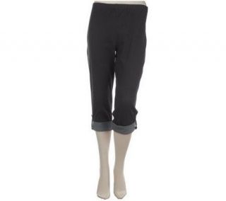 Susan Graver BLEUSTRETCH Leggings with Cuff and Button Detail 