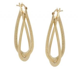 Polished & Textured Double Oval Hoop Earrings 18K Gold —