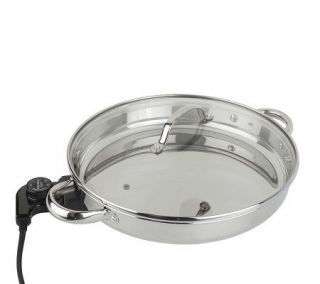 CooksEssentials 12 Round Stainless Steel Skillet with Glass Lid