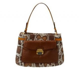 Makowsky Leather Shoulder Bag with Front Pocket Detail —