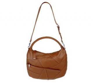 Dan Azan Pebble Leather Hobo with Stud Accents —