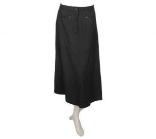 Susan Graver Stretch Denim Long A Line Skirt —