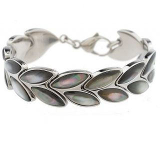 Steel by Design Mother of Pearl Leaf Link Bracelet —