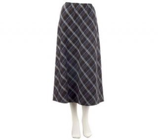 Denim & Co. Pull On Long Plaid Skirt —