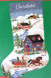 Village Christmas Cross Stitch Stocking Kit Victorian