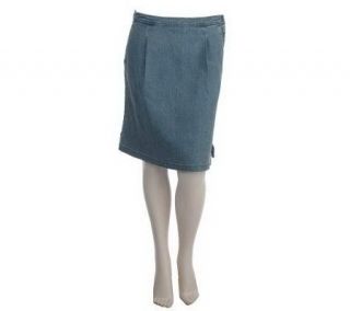 Liz Claiborne New York Denim Skirt with Grosgrain Piping Detail