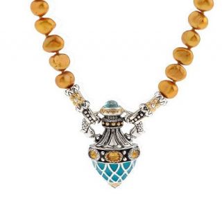 Barbara Bixby Cultured Pearl & Gemstone Perfume Bottle Necklace