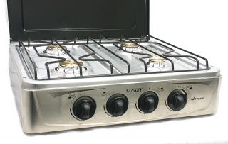  Cooktop 4 Burner Gas Stove Range XL Stainless Steel with Cover