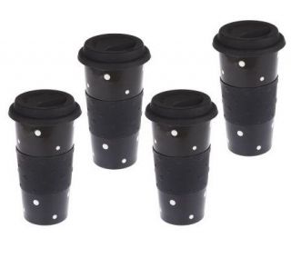 Temp tations Polka Dot Set of 4 Travel Mugs w/ Silicone Grip   K34690