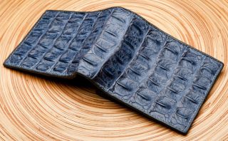 Gray Genuine Crocodile Backbone Skin Leather Mens Wallet New Real