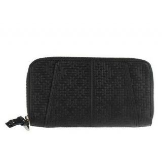 As Is B. Makowsky Woven Embossed Glove Leather Wallet —