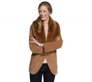 Luxe Rachel Zoe Blazer with Removable Faux Fur Collar and Buttons 