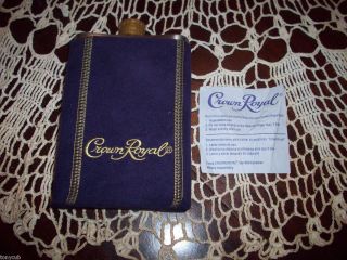 CROWN ROYAL STAINLESS STEEL FLASK SUEDE WHISKY LIQUOR CONTAINER MINT W