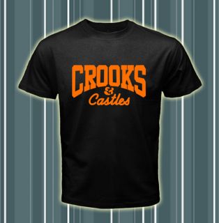Crooks and Castles Logos Series Men Black T shirt tee Size S 2XL