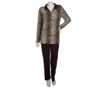EffortlessStyle by Citiknits Ombre Animal Print Jacket&Pant Set