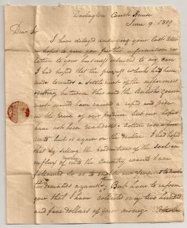 1809 Darlington SC Court House Stampless Pee Dee Letter Signed by