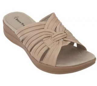 BareTraps Leather Woven & Ruched Slide Sandals   A214585