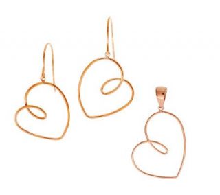 Freeform Heart Design Pendant or Dangle Earrings 14K Gold 