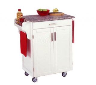 Home Styles Cuisine Cart White Finish with Grane Top —