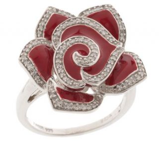 AffinityDiamond Sterling 1/4 ct tw Red Enamel Flower Ring —