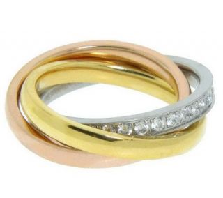 Steel by Design Tri Color Rolling Rings with Crystal Accent   J274896