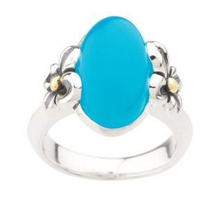 Ann King Sterling/18K Gold Orchid Blue Agate Ring —