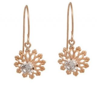 As Is Diamoni que Flower Desi gn Earrings 14K Gold —