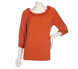 EffortlessStyle by Citiknits 3/4 Sleeve Knit Peasant Top —