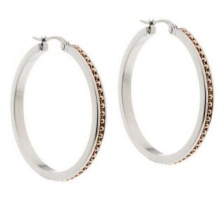 Steel by Design 1 1/2 Bead Inset Hoop Earrings —