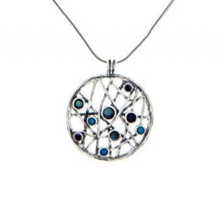 Or Paz Sterling Multi gemstone Textured Pendant w/Chain —