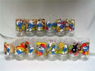 Complete Sets 1982 and 1983 Smurf Hardees Glasses Tumblers Excellent
