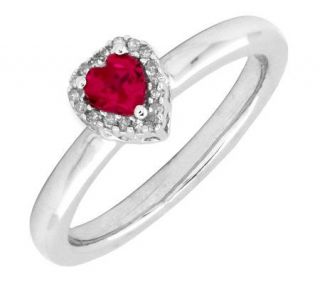 Simply Stacks Sterling Created Ruby & Diamond Heart Ring   J299269