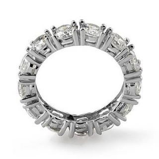 Cubic Zirconia Round Eternity Wedding Anniversary Ring 925 Sterling