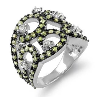 Round Stone Cubic Zirconia Fashion Right Hand Ring Band Sterling