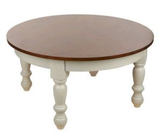 HomeReflections Rustic Round Coffee Table with Chunky Turned Legs 