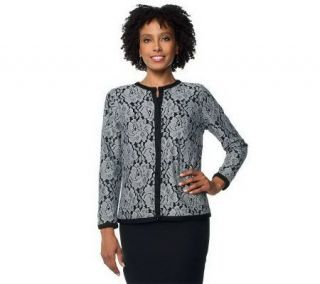 Joan Rivers Long Sleeve Cardigan with Lace Overlay —