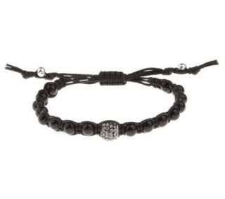 Sterling Crystal and Beaded Macrame Adjustable Bracelet —