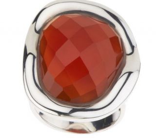 Checkerboard Freeform Carnelian Sculpted Sterling Ring   J266750