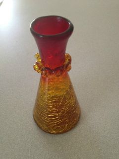  Vintage Crackle Glass Vase