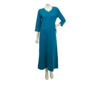 Denim & Co. 3/4 Sleeve V Neck Empire Waist Dress   A227194