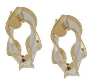 Veronese 18K Clad Polished &Satin Twist Hoop Earrings   J151402