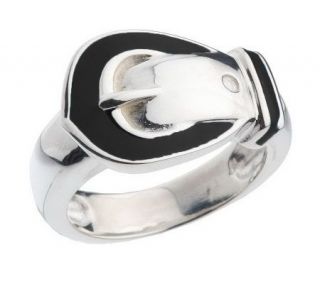 Sterling Enamel Buckle Style Ring —