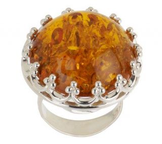 Artisan Crafted Sterling Bold Baltic Amber Royal Domed Ring   J262552